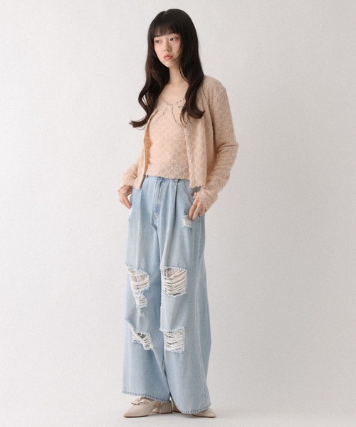 Heather（ヘザー）の「レースカットカーディガン/キャミ2P　660221（アンサンブル・レディース・ブラック/アイボリー/ピンク・FREE）」の15枚目の写真