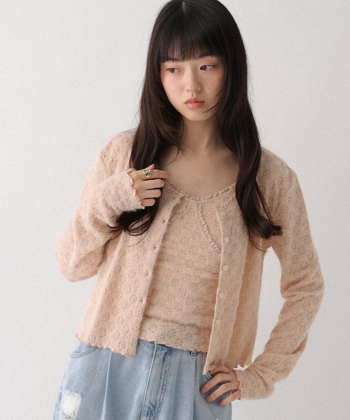 Heather（ヘザー）の「レースカットカーディガン/キャミ2P　660221（アンサンブル・レディース・ブラック/アイボリー/ピンク・FREE）」の17枚目の写真