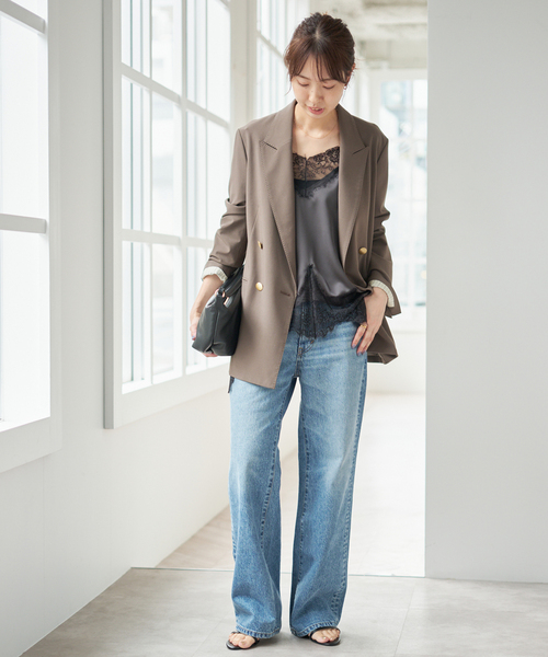 Spick & Span(スピックアンドスパン)の「《WEB限定 / 追加2》レースサテンチュニックキャミソール(キャミソール・レディース・チャコールグレー/ホワイト・FREE)」の11枚目の写真