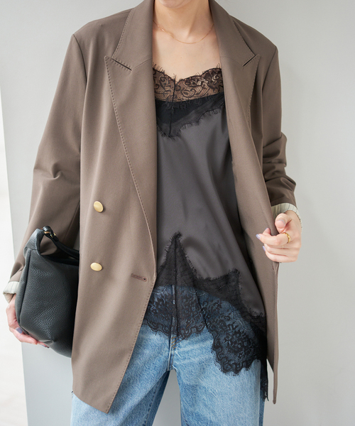 Spick & Span(スピックアンドスパン)の「《WEB限定 / 追加2》レースサテンチュニックキャミソール(キャミソール・レディース・チャコールグレー/ホワイト・FREE)」の14枚目の写真