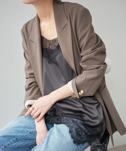 Spick & Span(スピックアンドスパン)の「《WEB限定 / 追加2》レースサテンチュニックキャミソール(キャミソール・レディース・チャコールグレー/ホワイト・FREE)」の16枚目の写真