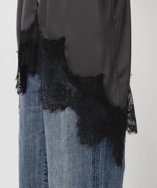 Spick & Span(スピックアンドスパン)の「《WEB限定 / 追加2》レースサテンチュニックキャミソール(キャミソール・レディース・チャコールグレー/ホワイト・FREE)」の6枚目の写真