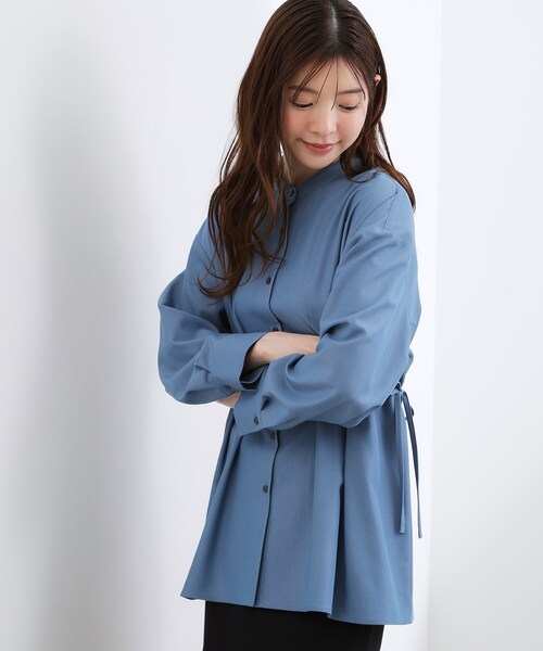 grove(グローブ)の「【体型カバー】ウエストタック スタンドネックシャツ(シャツ/ブラウス・レディース・ネイビー/ブルー系7/ブルー/ベージュ系その他5・02/03/04/05)」の5枚目の写真
