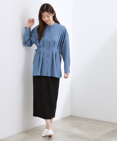 grove(グローブ)の「【体型カバー】ウエストタック スタンドネックシャツ(シャツ/ブラウス・レディース・ネイビー/ブルー系7/ブルー/ベージュ系その他5・02/03/04/05)」の6枚目の写真