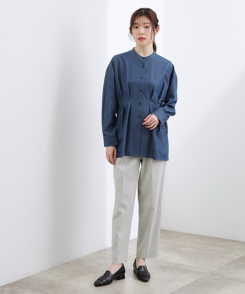 grove(グローブ)の「【体型カバー】ウエストタック スタンドネックシャツ(シャツ/ブラウス・レディース・ネイビー/ブルー系7/ブルー/ベージュ系その他5・02/03/04/05)」の10枚目の写真