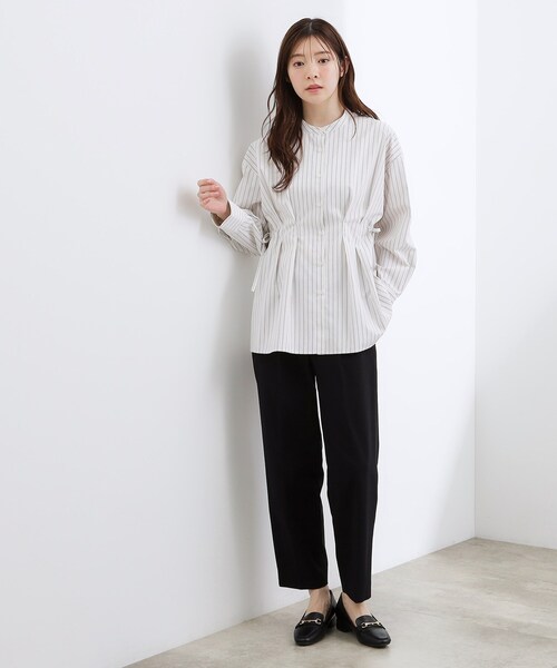 grove(グローブ)の「【体型カバー】ウエストタック スタンドネックシャツ(シャツ/ブラウス・レディース・ネイビー/ブルー系7/ブルー/ベージュ系その他5・02/03/04/05)」の16枚目の写真