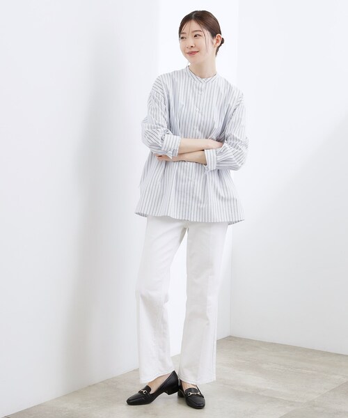 grove(グローブ)の「【体型カバー】ウエストタック スタンドネックシャツ(シャツ/ブラウス・レディース・ネイビー/ブルー系7/ブルー/ベージュ系その他5・02/03/04/05)」の19枚目の写真