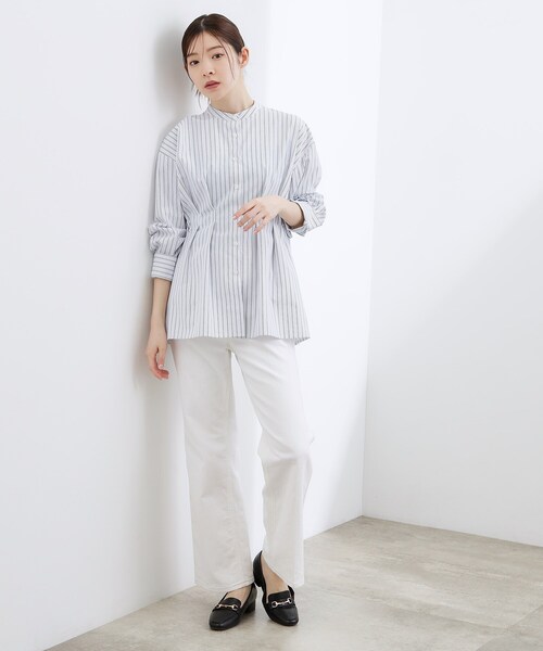 grove(グローブ)の「【体型カバー】ウエストタック スタンドネックシャツ(シャツ/ブラウス・レディース・ネイビー/ブルー系7/ブルー/ベージュ系その他5・02/03/04/05)」の20枚目の写真