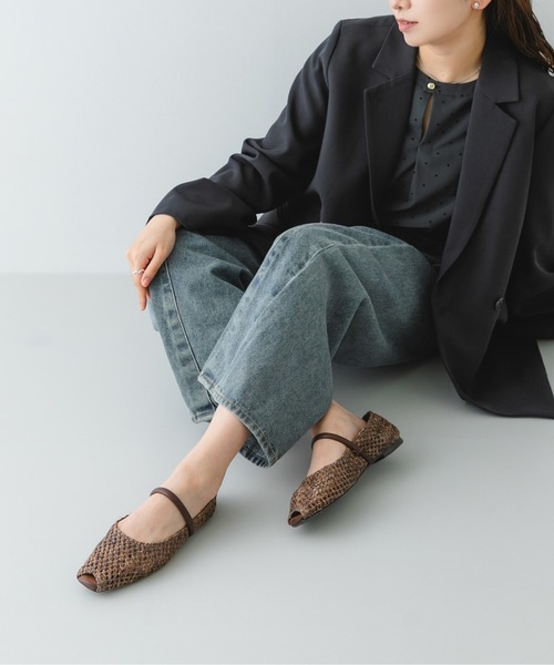 RODE SKO(ロデスコ)の「ピープトゥベルトメッシュフラット(バレエシューズ・レディース・ブラウン/ブラック/アイボリー・36/37/38)」の10枚目の写真