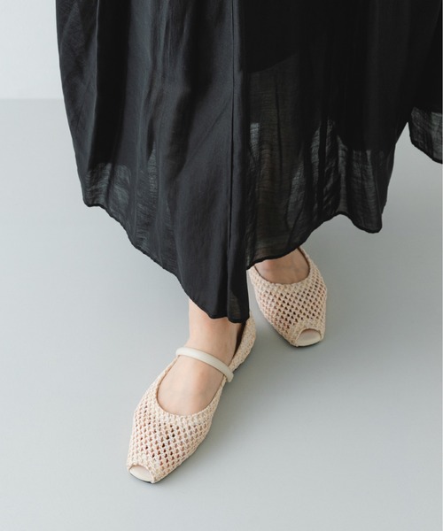 RODE SKO(ロデスコ)の「ピープトゥベルトメッシュフラット(バレエシューズ・レディース・ブラウン/ブラック/アイボリー・36/37/38)」の21枚目の写真