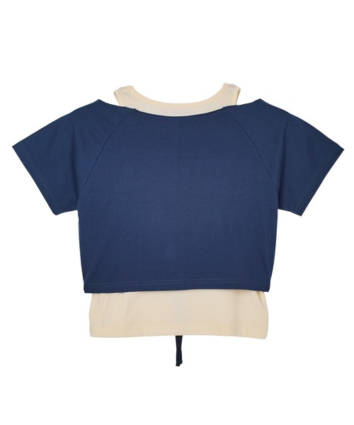 X-girl（エックスガール）の「LAYERED STYLE PANELED GRAPHIC S/S TOP（Tシャツ/カットソー・レディース・ブラック/ネイビー・ONE SIZE）」の7枚目の写真