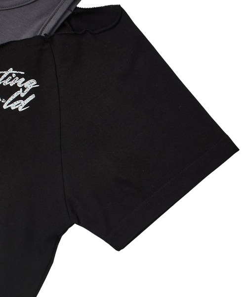 X-girl（エックスガール）の「LAYERED STYLE PANELED GRAPHIC S/S TOP（Tシャツ/カットソー・レディース・ブラック/ネイビー・ONE SIZE）」の12枚目の写真