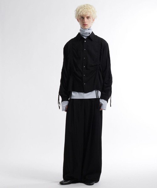 HARE（ハレ）の「トランジションギャザーシャツ(HARE)（シャツ/ブラウス・メンズ・ブラック/ネイビー・FREE）」の6枚目の写真