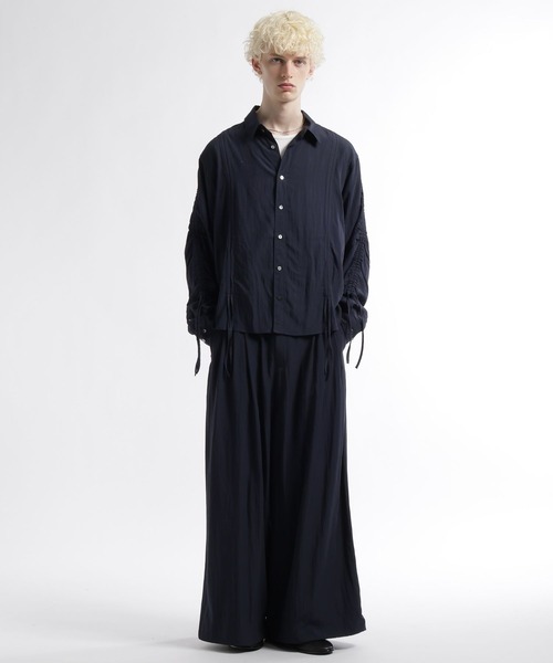 HARE（ハレ）の「トランジションギャザーシャツ(HARE)（シャツ/ブラウス・メンズ・ブラック/ネイビー・FREE）」の10枚目の写真