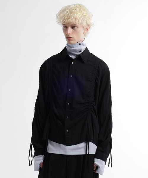 HARE（ハレ）の「トランジションギャザーシャツ(HARE)（シャツ/ブラウス・メンズ・ブラック/ネイビー・FREE）」の11枚目の写真