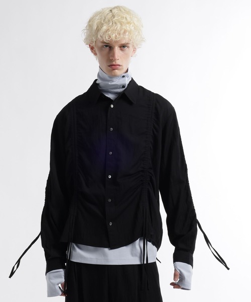 HARE（ハレ）の「トランジションギャザーシャツ(HARE)（シャツ/ブラウス・メンズ・ブラック/ネイビー・FREE）」の12枚目の写真