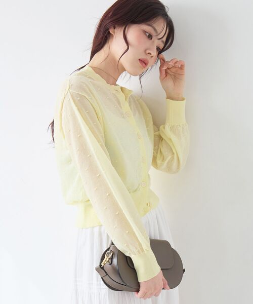 le.coeur blanc（ルクールブラン）の「シアードットクルーカーディガン（カーディガン/ボレロ・レディース・イエロー/オフホワイト/ブラック・38）」の12枚目の写真