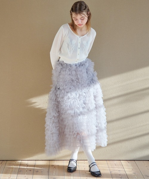 etre loin(エトルワン)の「Tulle tiered volume skirt(スカート・レディース・ピンク/グレー/ホワイト・M)」の3枚目の写真