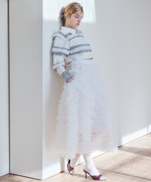 etre loin(エトルワン)の「Tulle tiered volume skirt(スカート・レディース・ピンク/グレー/ホワイト・M)」の2枚目の写真