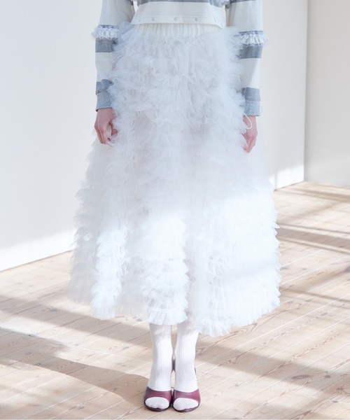 etre loin(エトルワン)の「Tulle tiered volume skirt(スカート・レディース・ピンク/グレー/ホワイト・M)」の9枚目の写真