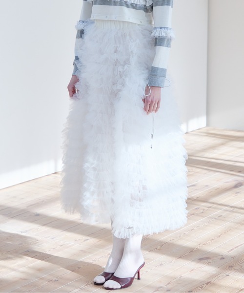 etre loin(エトルワン)の「Tulle tiered volume skirt(スカート・レディース・ピンク/グレー/ホワイト・M)」の10枚目の写真