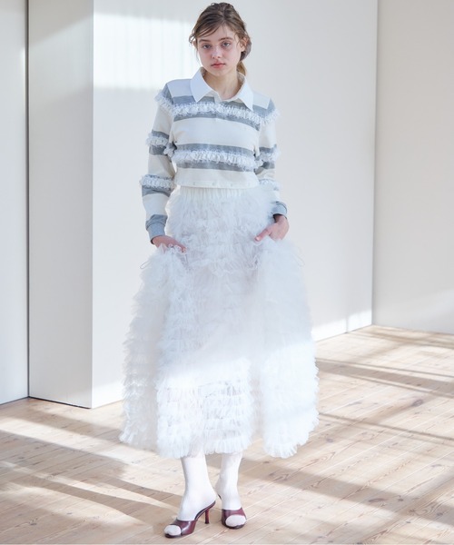 etre loin(エトルワン)の「Tulle tiered volume skirt(スカート・レディース・ピンク/グレー/ホワイト・M)」の15枚目の写真
