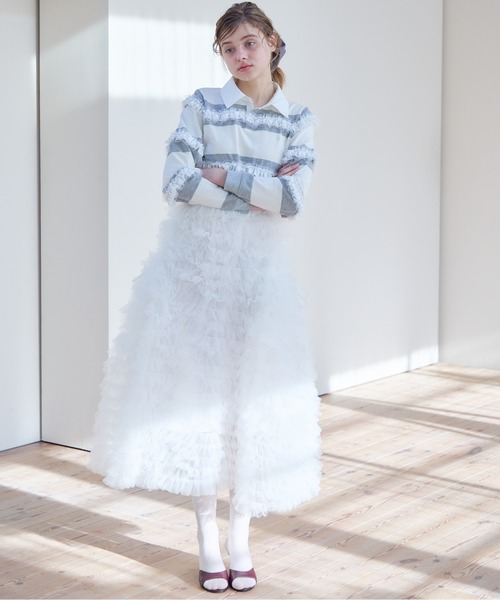 etre loin(エトルワン)の「Tulle tiered volume skirt(スカート・レディース・ピンク/グレー/ホワイト・M)」の16枚目の写真