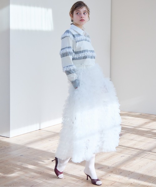 etre loin(エトルワン)の「Tulle tiered volume skirt(スカート・レディース・ピンク/グレー/ホワイト・M)」の7枚目の写真