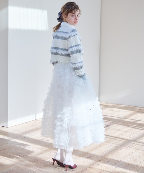 etre loin(エトルワン)の「Tulle tiered volume skirt(スカート・レディース・ピンク/グレー/ホワイト・M)」の5枚目の写真
