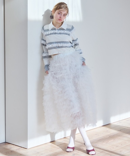 etre loin(エトルワン)の「Tulle tiered volume skirt(スカート・レディース・ピンク/グレー/ホワイト・M)」の8枚目の写真