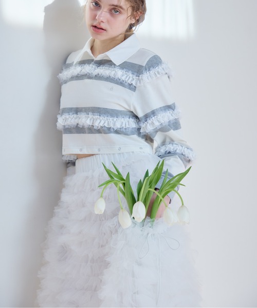 etre loin(エトルワン)の「Tulle tiered volume skirt(スカート・レディース・ピンク/グレー/ホワイト・M)」の14枚目の写真