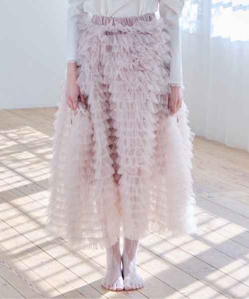 etre loin(エトルワン)の「Tulle tiered volume skirt(スカート・レディース・ピンク/グレー/ホワイト・M)」の19枚目の写真