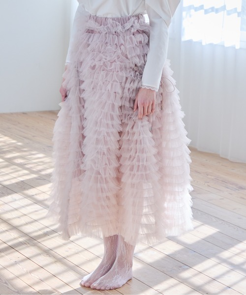 etre loin(エトルワン)の「Tulle tiered volume skirt(スカート・レディース・ピンク/グレー/ホワイト・M)」の20枚目の写真