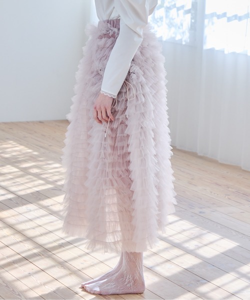 etre loin(エトルワン)の「Tulle tiered volume skirt(スカート・レディース・ピンク/グレー/ホワイト・M)」の21枚目の写真