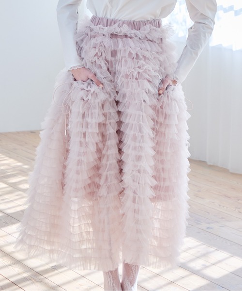 etre loin(エトルワン)の「Tulle tiered volume skirt(スカート・レディース・ピンク/グレー/ホワイト・M)」の17枚目の写真