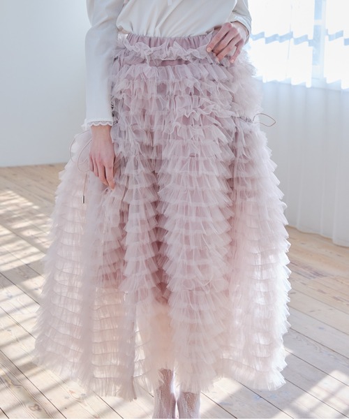 etre loin(エトルワン)の「Tulle tiered volume skirt(スカート・レディース・ピンク/グレー/ホワイト・M)」の18枚目の写真