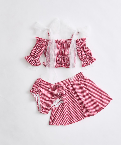 OLIVE des OLIVE（オリーブデオリーブ）の「シャーリングswimwear（水着・レディース・レッド/サックスブルー/ブラック・FREE）」の3枚目の写真