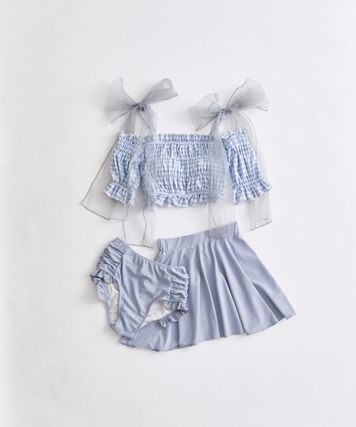 OLIVE des OLIVE（オリーブデオリーブ）の「シャーリングswimwear（水着・レディース・レッド/サックスブルー/ブラック・FREE）」の2枚目の写真