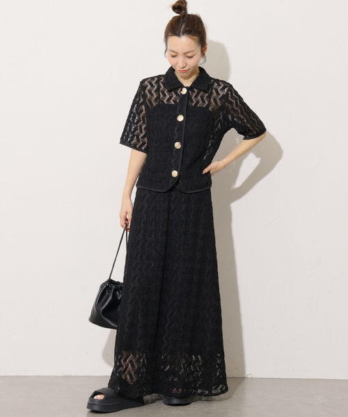 Torrazzo Donna（トラッゾドンナ）の「【TORRAZZO DONNA/トラッゾドンナ】ジオメトリックレーススカート（スカート・レディース・ブラック/ベージュ・FREE）」の3枚目の写真