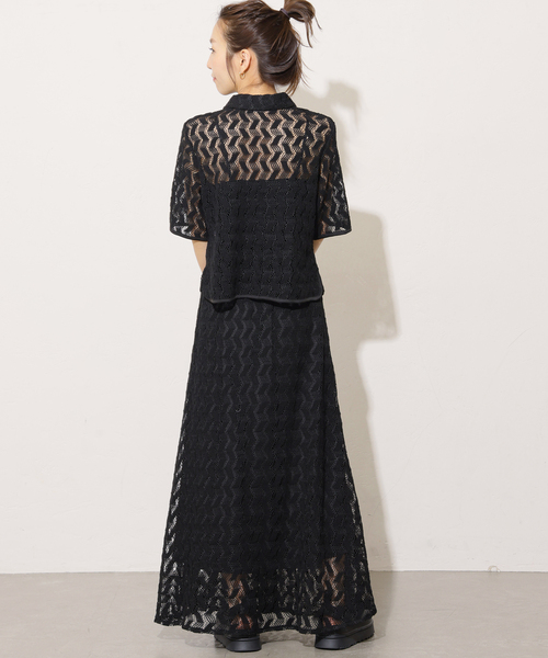 Torrazzo Donna（トラッゾドンナ）の「【TORRAZZO DONNA/トラッゾドンナ】ジオメトリックレーススカート（スカート・レディース・ブラック/ベージュ・FREE）」の7枚目の写真