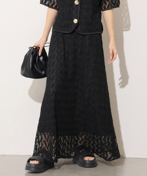 Torrazzo Donna（トラッゾドンナ）の「【TORRAZZO DONNA/トラッゾドンナ】ジオメトリックレーススカート（スカート・レディース・ブラック/ベージュ・FREE）」の8枚目の写真