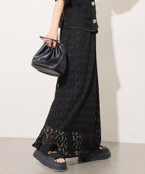 Torrazzo Donna（トラッゾドンナ）の「【TORRAZZO DONNA/トラッゾドンナ】ジオメトリックレーススカート（スカート・レディース・ブラック/ベージュ・FREE）」の11枚目の写真