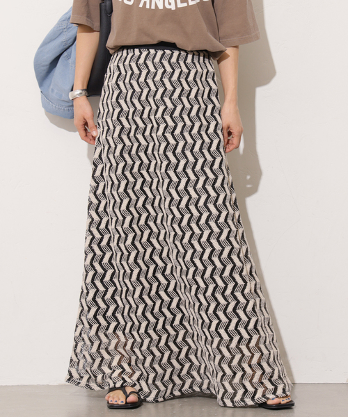 Torrazzo Donna（トラッゾドンナ）の「【TORRAZZO DONNA/トラッゾドンナ】ジオメトリックレーススカート（スカート・レディース・ブラック/ベージュ・FREE）」の18枚目の写真