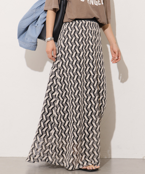 Torrazzo Donna（トラッゾドンナ）の「【TORRAZZO DONNA/トラッゾドンナ】ジオメトリックレーススカート（スカート・レディース・ブラック/ベージュ・FREE）」の19枚目の写真