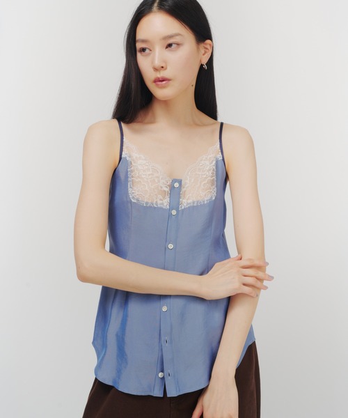 THINGS THAT MATTER（シングス ザット マター）の「CHAMBRAY PIPING SHIRT ENSEMBLE / シャンブレー パイピング シャツ アンサンブル（シャツ/ブラウス・レディース・ブルー・FREE）」の3枚目の写真