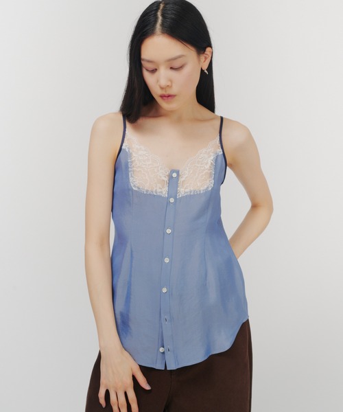 THINGS THAT MATTER（シングス ザット マター）の「CHAMBRAY PIPING SHIRT ENSEMBLE / シャンブレー パイピング シャツ アンサンブル（シャツ/ブラウス・レディース・ブルー・FREE）」の4枚目の写真