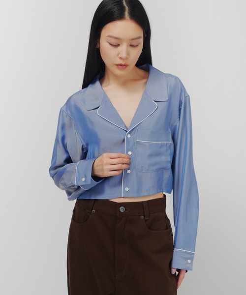 THINGS THAT MATTER（シングス ザット マター）の「CHAMBRAY PIPING SHIRT ENSEMBLE / シャンブレー パイピング シャツ アンサンブル（シャツ/ブラウス・レディース・ブルー・FREE）」の5枚目の写真