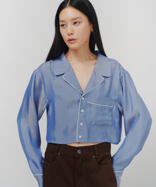 THINGS THAT MATTER（シングス ザット マター）の「CHAMBRAY PIPING SHIRT ENSEMBLE / シャンブレー パイピング シャツ アンサンブル（シャツ/ブラウス・レディース・ブルー・FREE）」の7枚目の写真