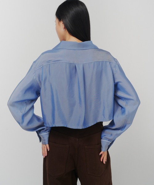 THINGS THAT MATTER（シングス ザット マター）の「CHAMBRAY PIPING SHIRT ENSEMBLE / シャンブレー パイピング シャツ アンサンブル（シャツ/ブラウス・レディース・ブルー・FREE）」の8枚目の写真