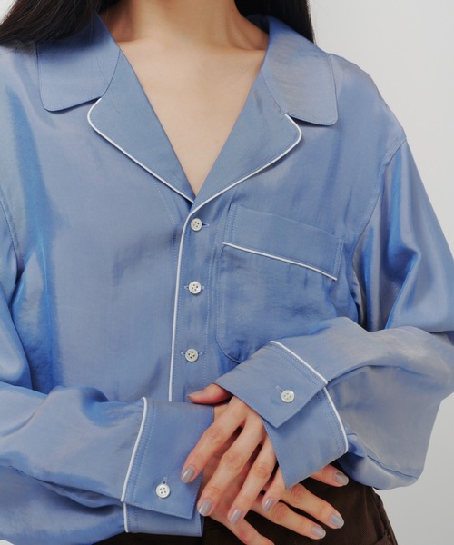 THINGS THAT MATTER（シングス ザット マター）の「CHAMBRAY PIPING SHIRT ENSEMBLE / シャンブレー パイピング シャツ アンサンブル（シャツ/ブラウス・レディース・ブルー・FREE）」の9枚目の写真